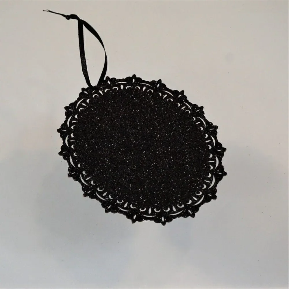 Holiday Halloween Christmas Ornament Black Laser Cut Metallic Shimmer 4.75